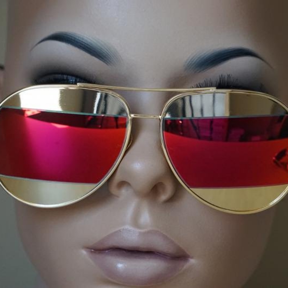 Gold and Orange Aviator Sunglasses EUC